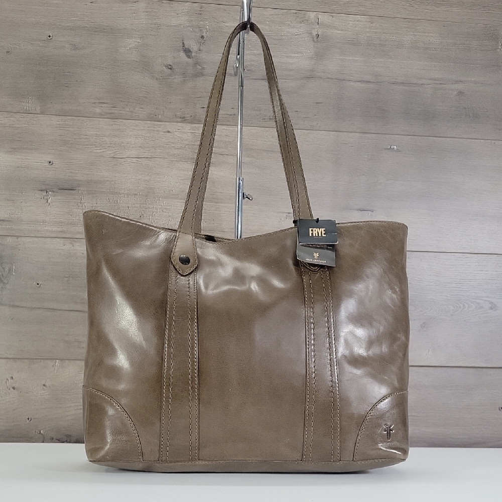 Frye Melissa Shopper Tote Khaki/Light Brown Leather Bag NWT
